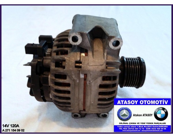 MERCEDES W203 C180 KOMPRESÖR ALTERNATÖR 2711540902 - 2711540802 - 2711540202 - 0124515088 A2711540902 A2711540802 A2711540202 BOSCH 0124515088 VALEO 2542582A VALEO 2542582B 14V 120A M271